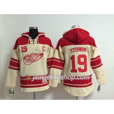 Miehille NHL Detroit Red Wings Steve Yzerman 19 Cream Sawyer Hooded Sweatshirt